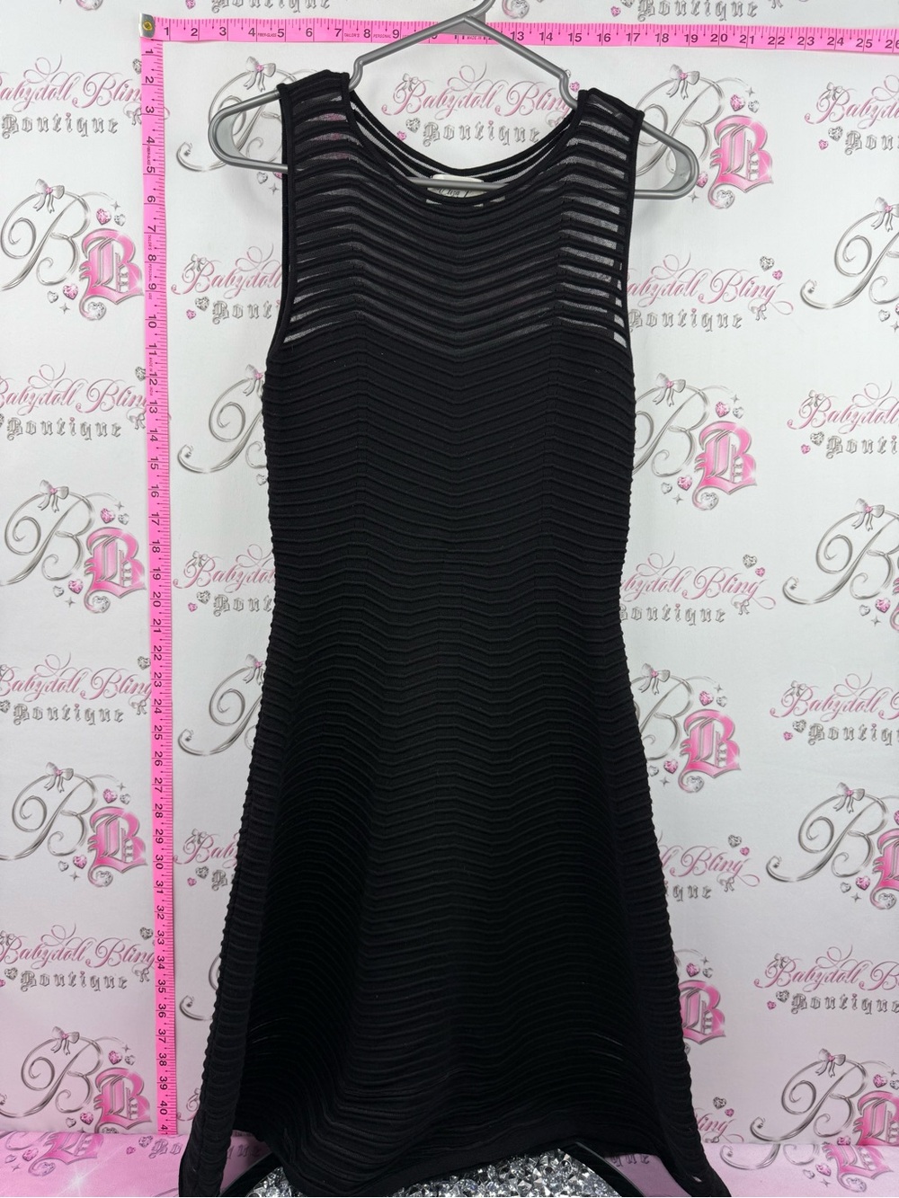 Eliza J dress chevron print Black Sleeveless Textured A-Line Dress